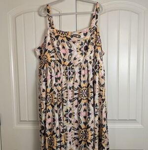 Torrid NWT Multicolor Midi Sundress W/Medallion Print Smocked Back Sz4x Luxury